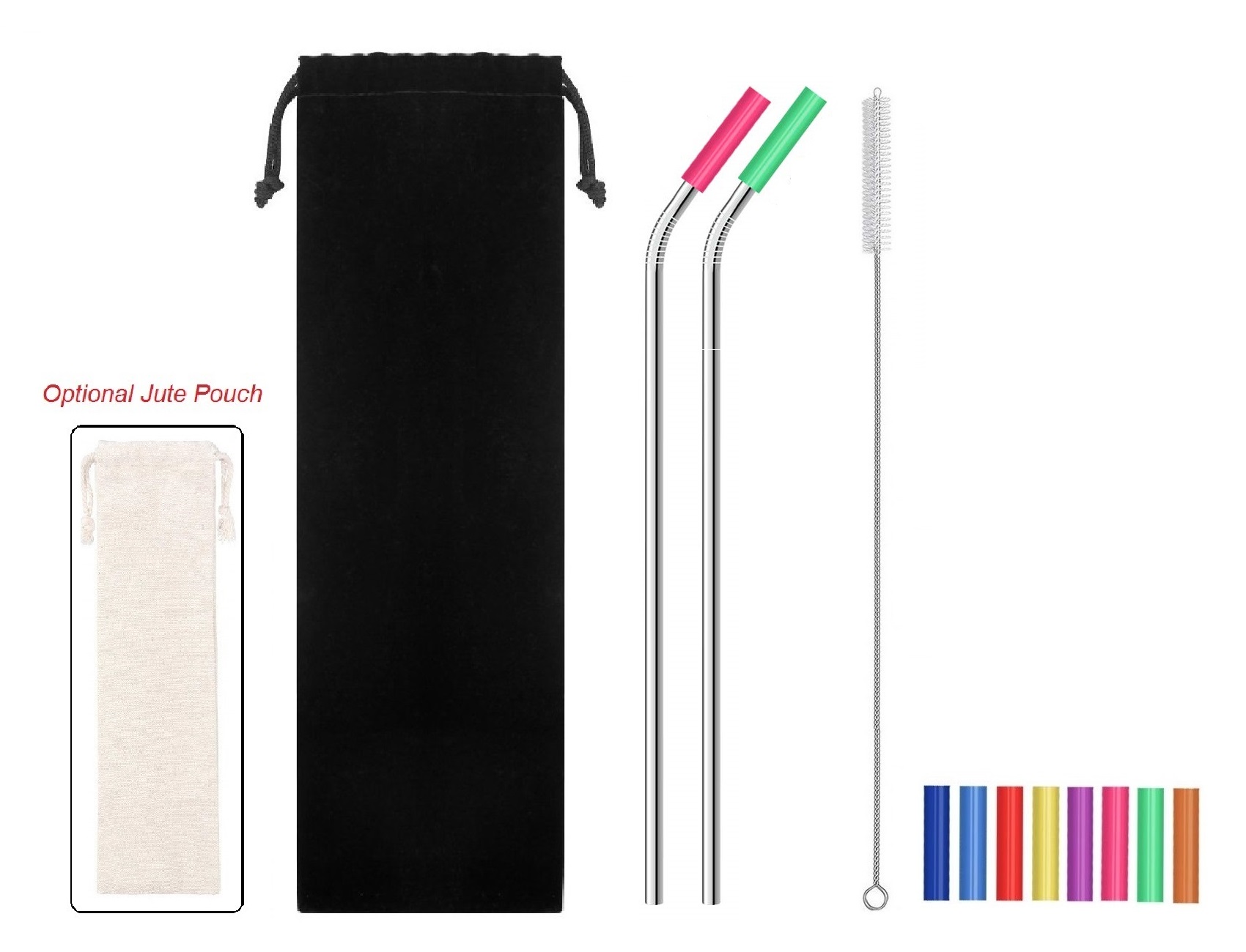 2 Bent Silicone Tip Straws Kit_Giftarget Inc