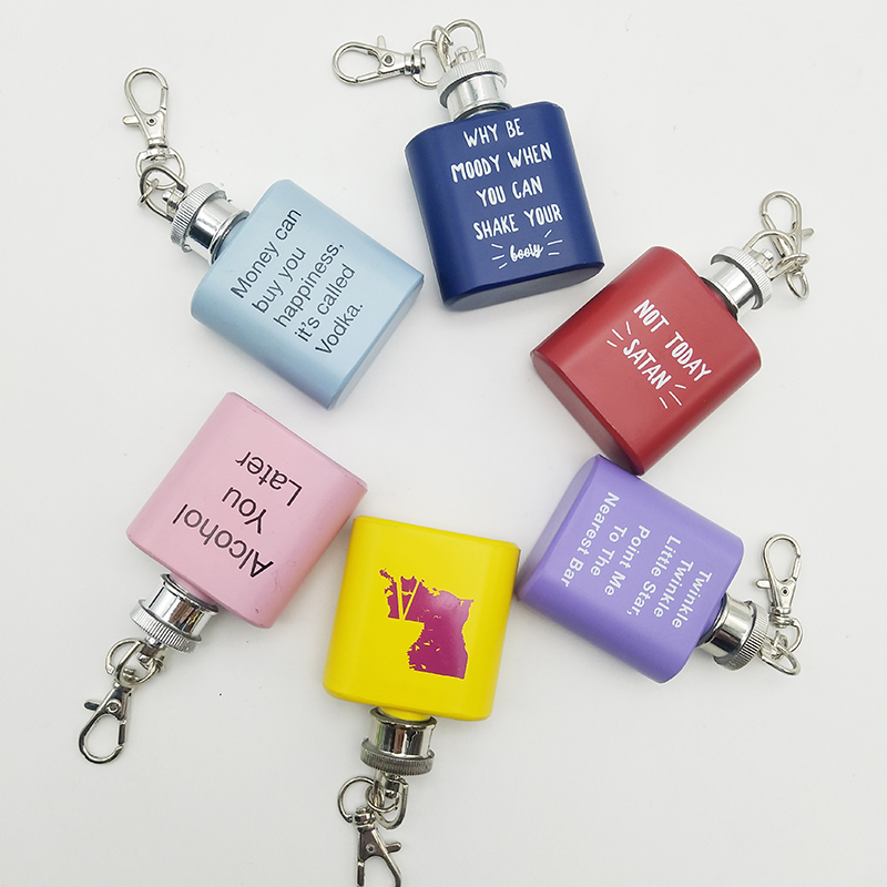 Colored 1 oz. Hip Flask Keychain_Giftarget Inc