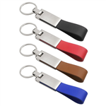 Leather Strap Keychain w/ Metal Plate